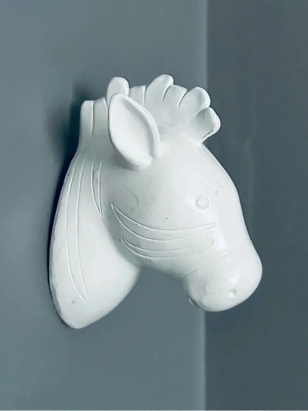 Mini Zebra Head Bust Wall Hanging White Painted Gallery Wall Safari Bohemian